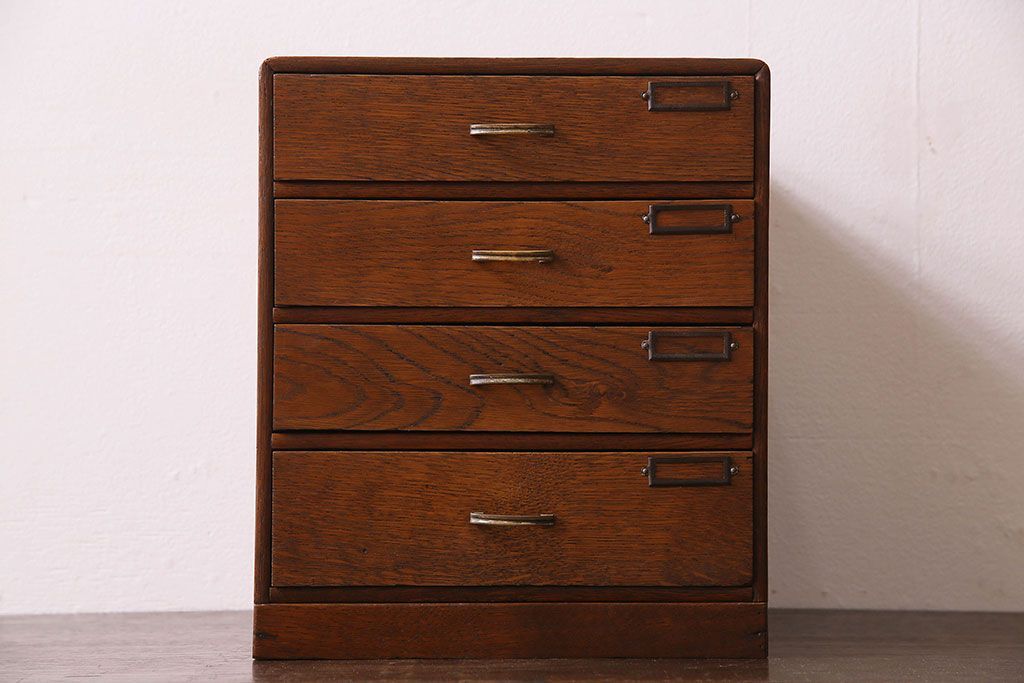 レトロ家具　昭和期　ナラ材製　レトロな小引き出し