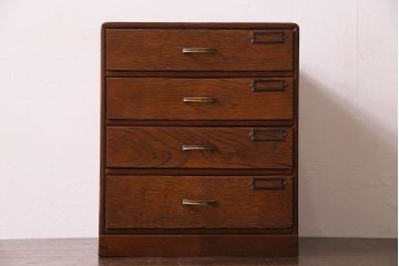 レトロ家具　昭和期　ナラ材製　レトロな小引き出し