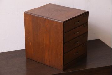 レトロ家具　昭和期　ナラ材製　レトロな小引き出し
