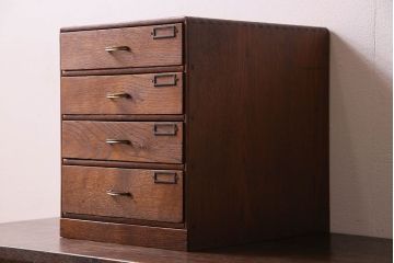 レトロ家具　昭和期　ナラ材製　レトロな小引き出し