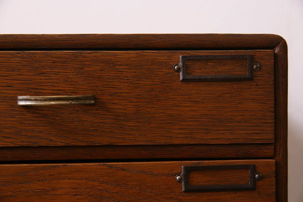 レトロ家具　昭和期　ナラ材製　レトロな小引き出し