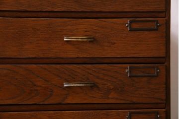 レトロ家具　昭和期　ナラ材製　レトロな小引き出し