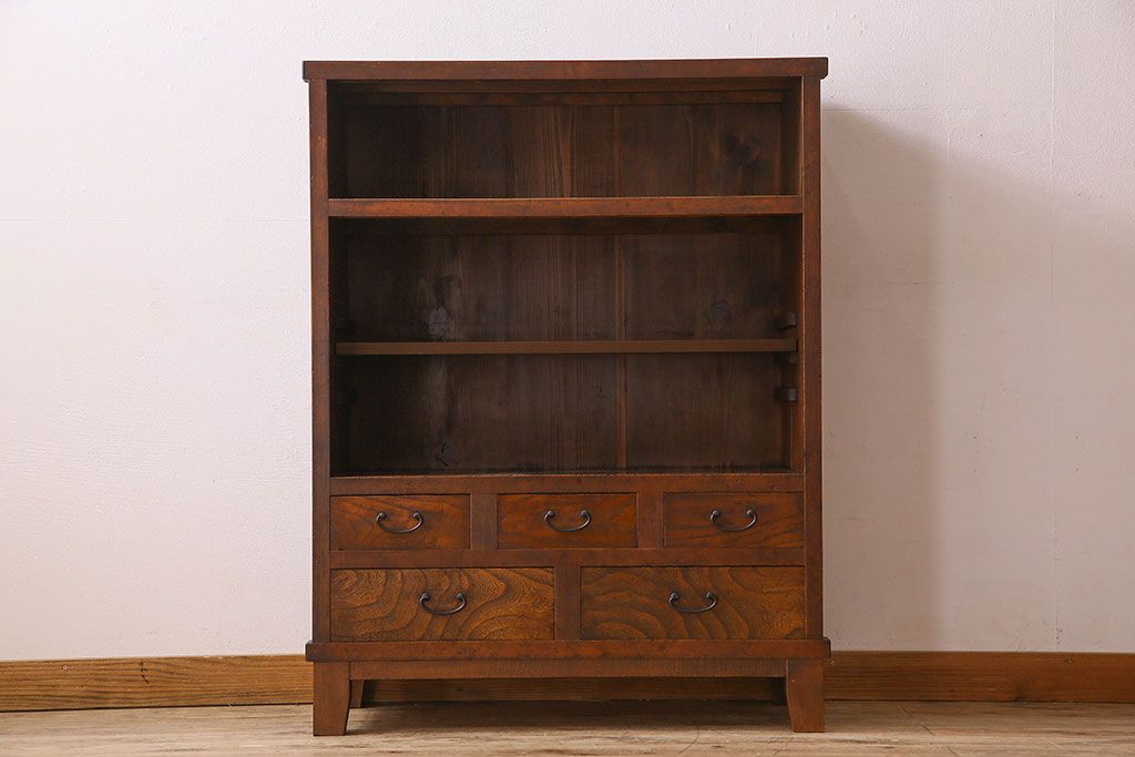 アンティーク家具　和製アンティーク　人気のダイヤガラス入り収納棚(戸棚、食器棚)