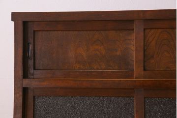 アンティーク家具　和製アンティーク　人気のダイヤガラス入り収納棚(戸棚、食器棚)