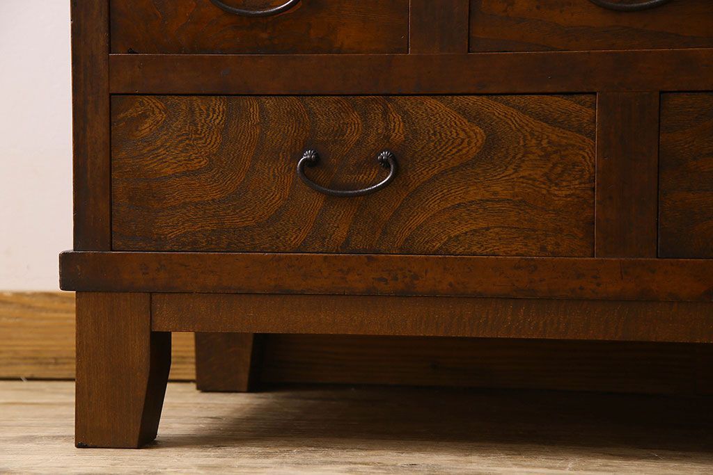 アンティーク家具　和製アンティーク　人気のダイヤガラス入り収納棚(戸棚、食器棚)