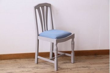 アンティーク家具　ペイント　オーク材　シックなイギリスアンティークチェア(2)