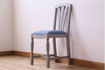 アンティーク家具　ペイント　オーク材　シックなイギリスアンティークチェア(2)