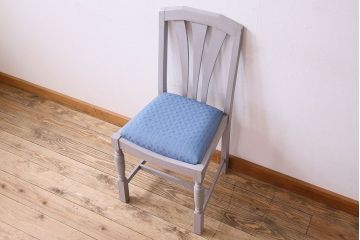 アンティーク家具　ペイント　オーク材　シックなイギリスアンティークチェア(2)