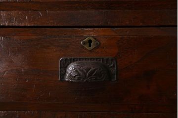 アンティーク家具　作業台付き　栗材　アンティークデスクサイドチェスト(小引き出し)