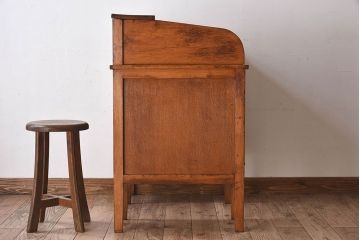 アンティーク家具　イギリスアンティーク　小振りなロールトップデスク(ライティングビューロー、机、在宅ワーク、在宅用)