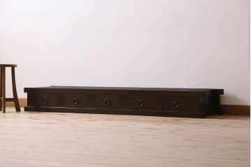 アンティーク家具　和製アンティーク　六尺　水屋箪笥ローボード(テレビ台、キャビネット、収納棚)