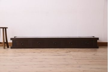 アンティーク家具　和製アンティーク　六尺　水屋箪笥ローボード(テレビ台、キャビネット、収納棚)