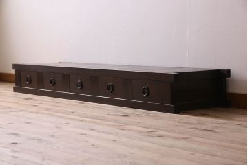 アンティーク家具　和製アンティーク　六尺　水屋箪笥ローボード(テレビ台、キャビネット、収納棚)