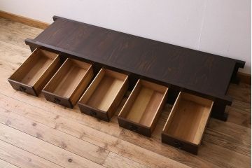 アンティーク家具　和製アンティーク　六尺　水屋箪笥ローボード(テレビ台、キャビネット、収納棚)