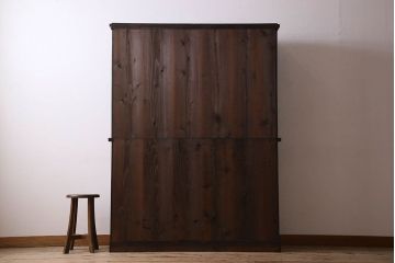 【U様ご成約済】ナラ材製　大正ロマン　上質なデザインの収納棚(戸棚)(2)