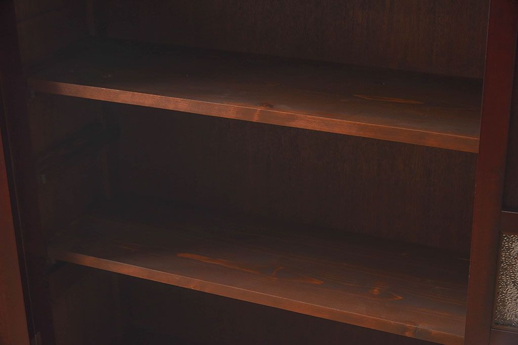 【S様ご成約済み】カバ・タモ材製　モダンなデザインが印象的なアンティーク本箱(ブックケース)