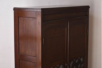 【S様ご成約済み】カバ・タモ材製　モダンなデザインが印象的なアンティーク本箱(ブックケース)