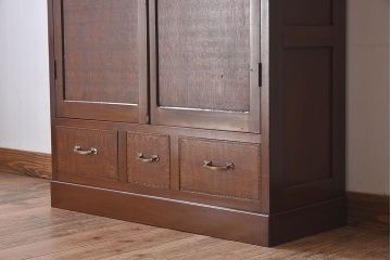 【S様ご成約済み】カバ・タモ材製　モダンなデザインが印象的なアンティーク本箱(ブックケース)