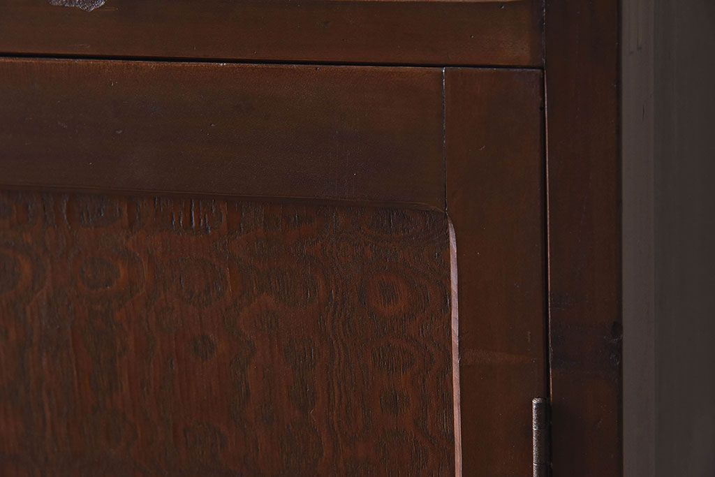 【S様ご成約済み】カバ・タモ材製　モダンなデザインが印象的なアンティーク本箱(ブックケース)