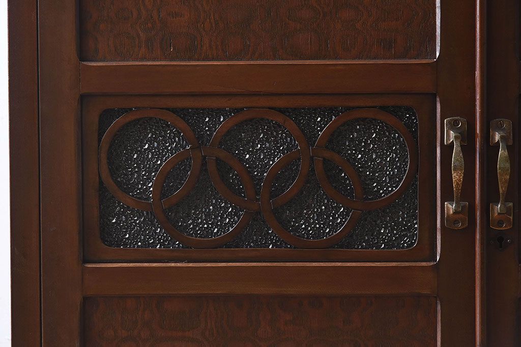 【S様ご成約済み】カバ・タモ材製　モダンなデザインが印象的なアンティーク本箱(ブックケース)