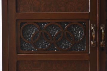 【S様ご成約済み】カバ・タモ材製　モダンなデザインが印象的なアンティーク本箱(ブックケース)