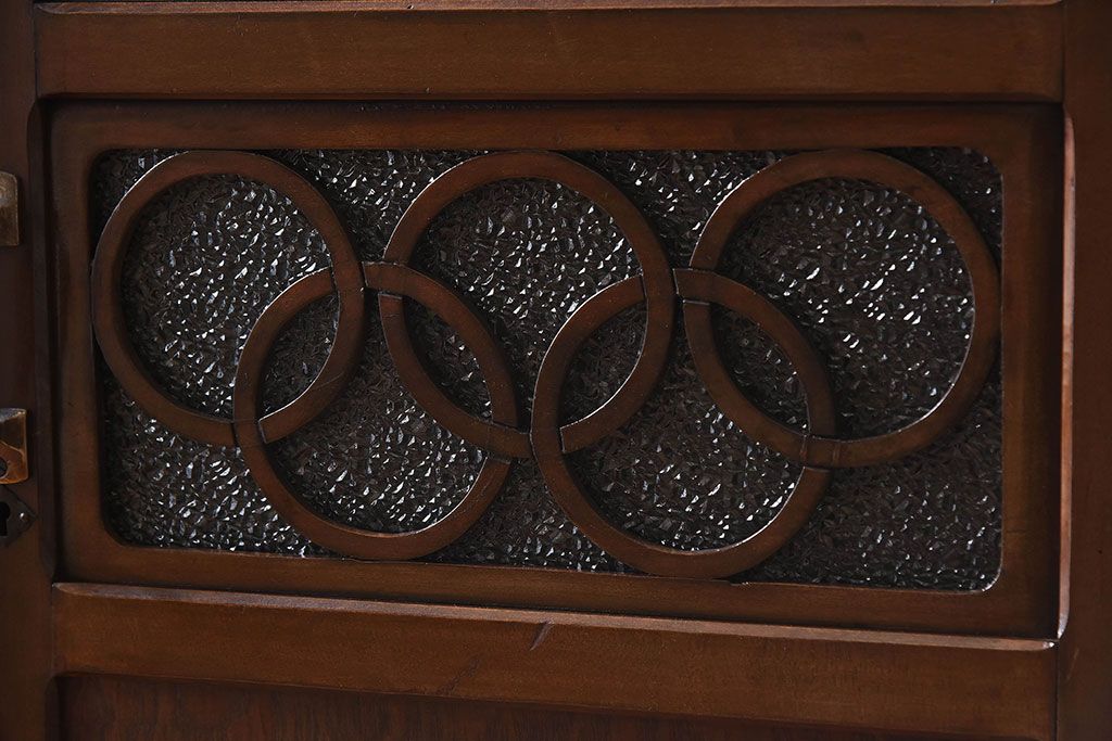 【S様ご成約済み】カバ・タモ材製　モダンなデザインが印象的なアンティーク本箱(ブックケース)