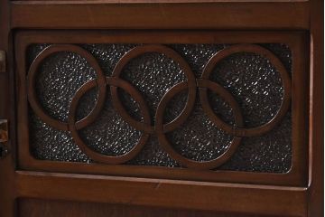 【S様ご成約済み】カバ・タモ材製　モダンなデザインが印象的なアンティーク本箱(ブックケース)