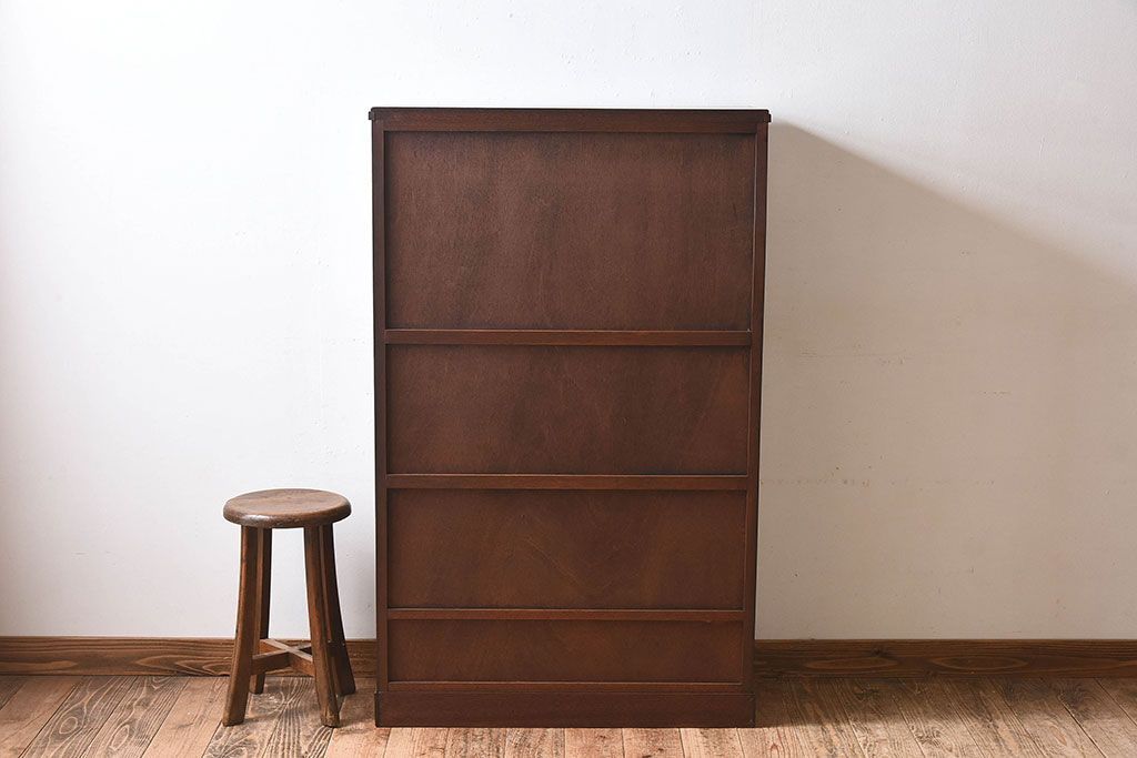 【S様ご成約済み】カバ・タモ材製　モダンなデザインが印象的なアンティーク本箱(ブックケース)