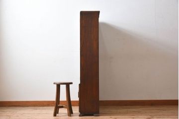 アンティーク家具　イギリスアンティーク　オーク材製!ステンドグラス戸がお洒落な本箱(ブックケース、収納棚)