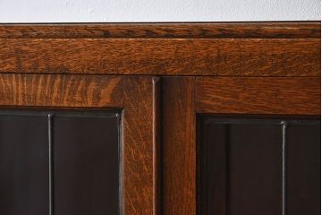 アンティーク家具　イギリスアンティーク　オーク材製!ステンドグラス戸がお洒落な本箱(ブックケース、収納棚)