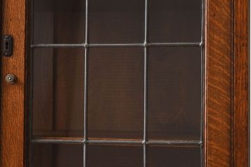 アンティーク家具　イギリスアンティーク　オーク材製!ステンドグラス戸がお洒落な本箱(ブックケース、収納棚)