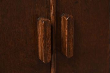 アンティーク家具　イギリスアンティーク　オーク材製!ステンドグラス戸がお洒落な本箱(ブックケース、収納棚)