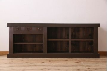 アンティーク家具　明治期　六尺　水屋箪笥ローボード(サイドボード、テレビ台、キャビネット、収納棚)