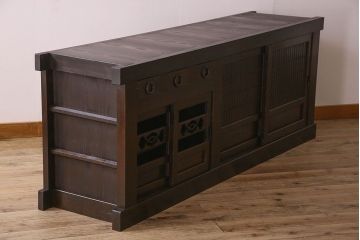 アンティーク家具　明治期　六尺　水屋箪笥ローボード(サイドボード、テレビ台、キャビネット、収納棚)