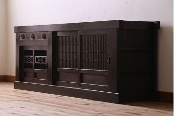 アンティーク家具　明治期　六尺　水屋箪笥ローボード(サイドボード、テレビ台、キャビネット、収納棚)