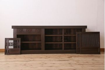 アンティーク家具　明治期　六尺　水屋箪笥ローボード(サイドボード、テレビ台、キャビネット、収納棚)