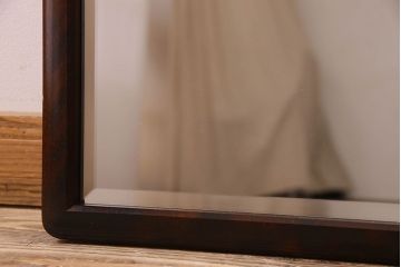 アンティーク雑貨　北海道民芸家具　木製フレームのリメイクミラー(鏡)(1)