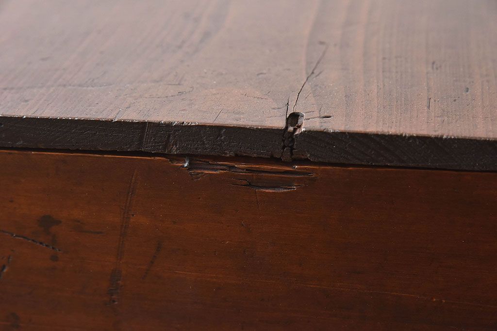 アンティーク雑貨　昭和レトロ　古い木のシンプルなアンティーク収納箱(収納ケース・小箱)