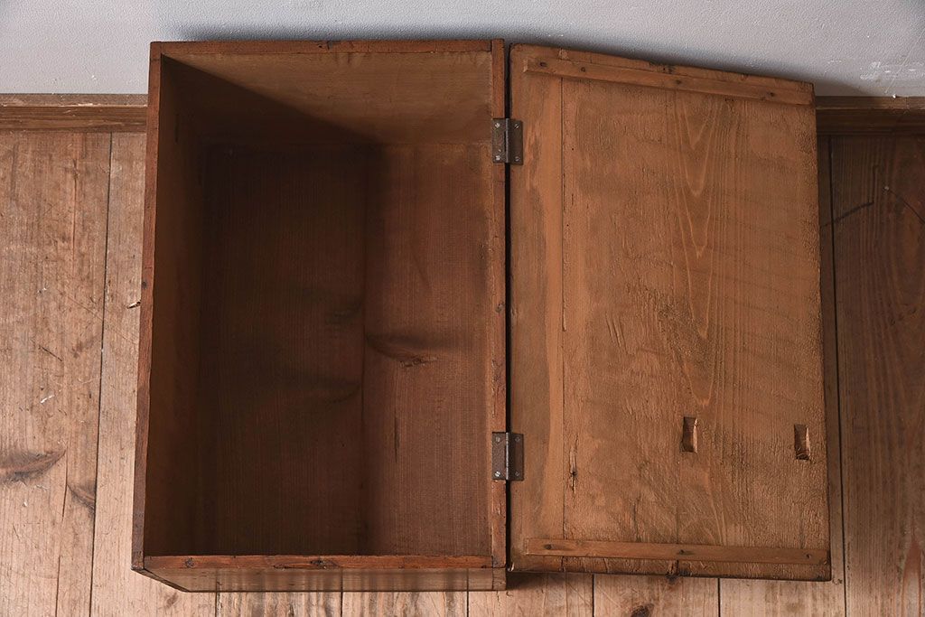 アンティーク雑貨　昭和レトロ　古い木のシンプルなアンティーク収納箱(収納ケース・小箱)