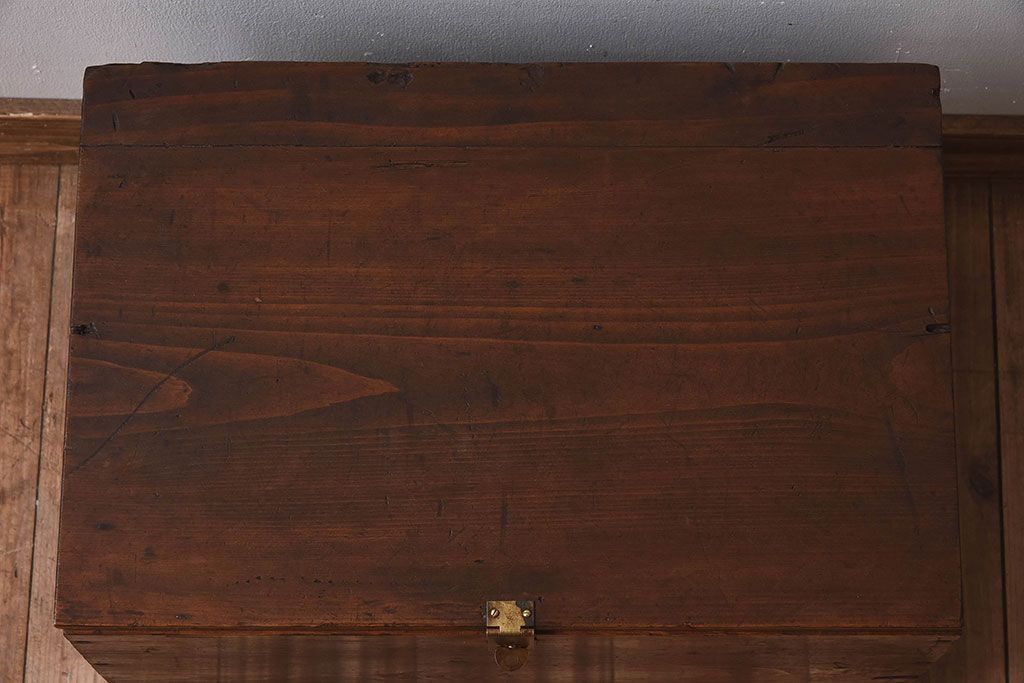 アンティーク雑貨　昭和レトロ　古い木のシンプルなアンティーク収納箱(収納ケース・小箱)