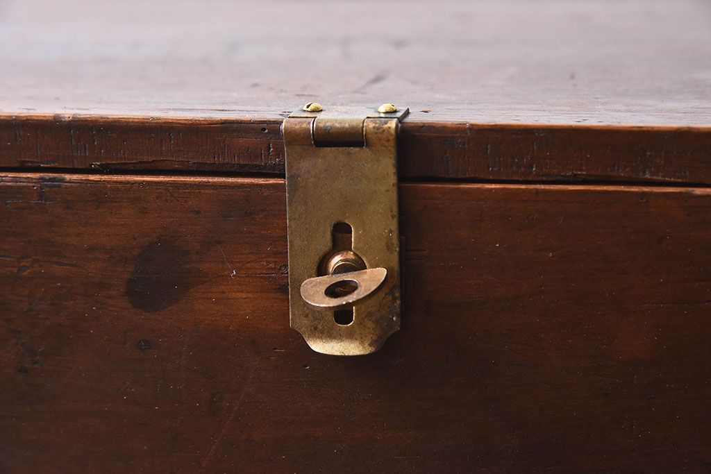 アンティーク雑貨　昭和レトロ　古い木のシンプルなアンティーク収納箱(収納ケース・小箱)