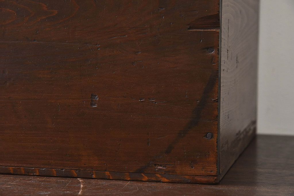 アンティーク雑貨　昭和レトロ　古い木のシンプルなアンティーク収納箱(収納ケース・小箱)