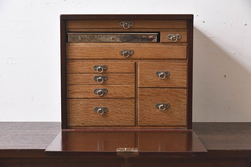 アンティーク家具　アンティーク　歯医者さんの古い往診箱(小引き出し、裁縫箱)