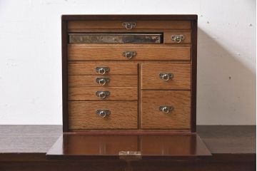 アンティーク家具　アンティーク　歯医者さんの古い往診箱(小引き出し、裁縫箱)