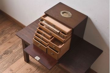 アンティーク家具　アンティーク　歯医者さんの古い往診箱(小引き出し、裁縫箱)