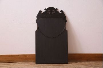 アンティーク雑貨　イギリスアンティーク　マホガニー材製　壁掛けミラー(鏡)
