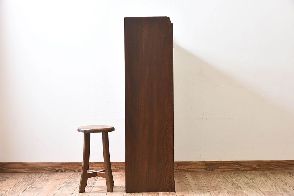 アンティーク家具　大正ロマン　栓材製　ダイヤガラス入り本箱(ブックケース)