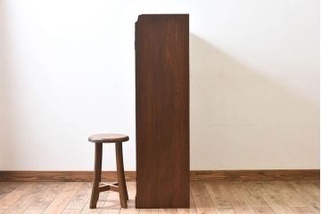 アンティーク家具　大正ロマン　栓材製　ダイヤガラス入り本箱(ブックケース)