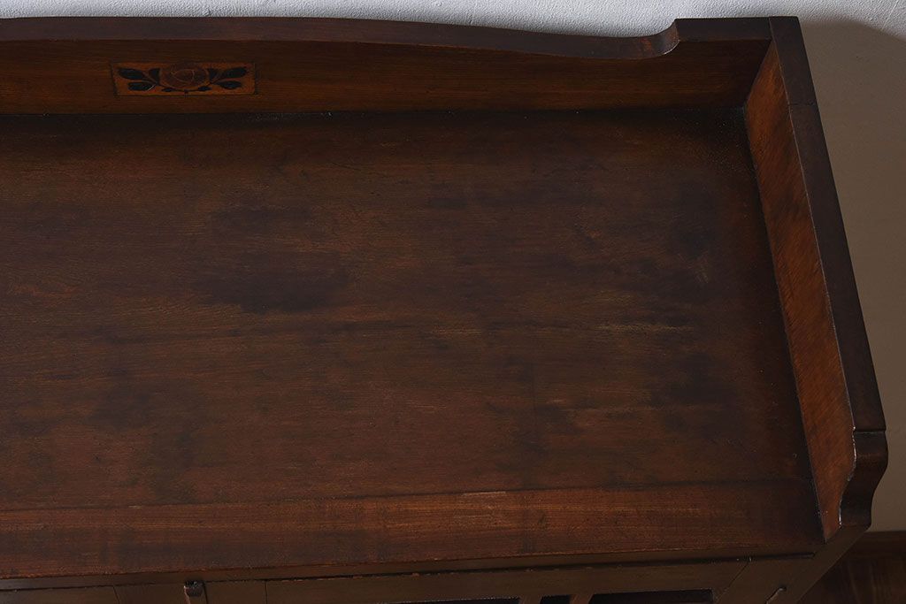 アンティーク家具　大正ロマン　栓材製　ダイヤガラス入り本箱(ブックケース)