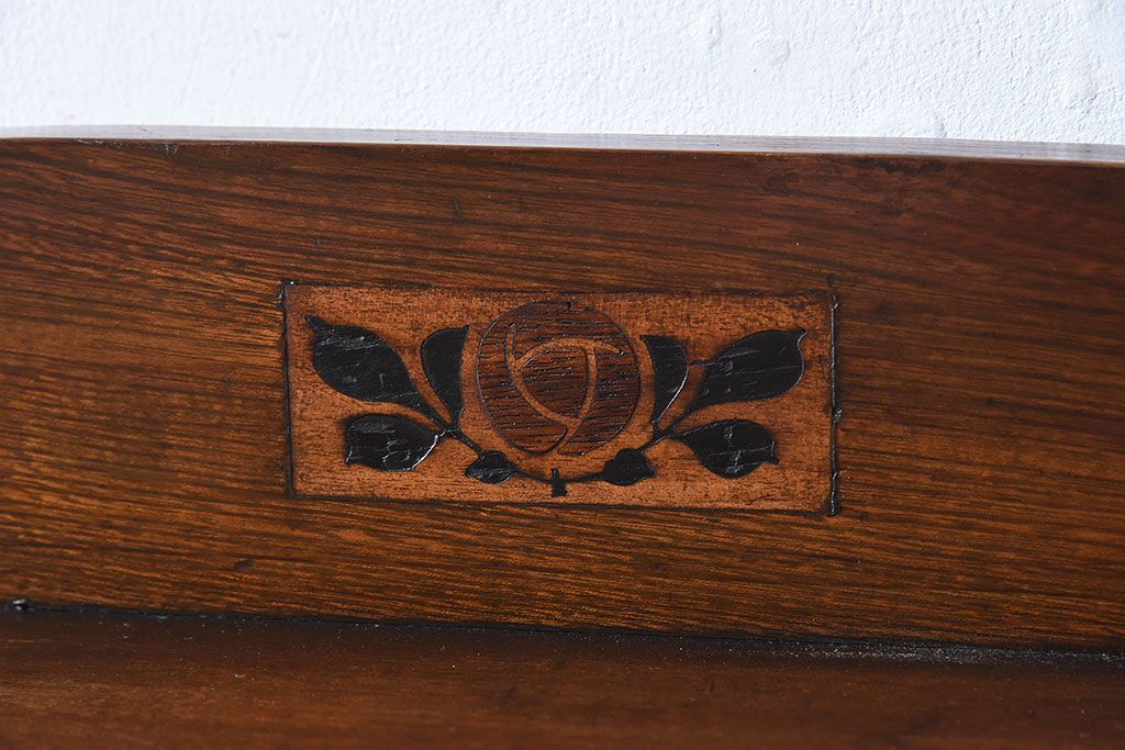 アンティーク家具　大正ロマン　栓材製　ダイヤガラス入り本箱(ブックケース)